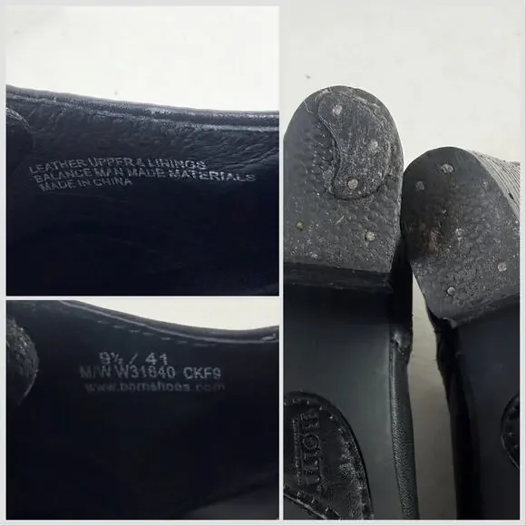 🦉Born Black Leather Oxford Lace Up Block Heel Pumps Sz 9.5 - Picture 6 of 10